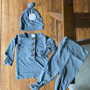 Lou Lou and Co newborn slate grey blue outfit